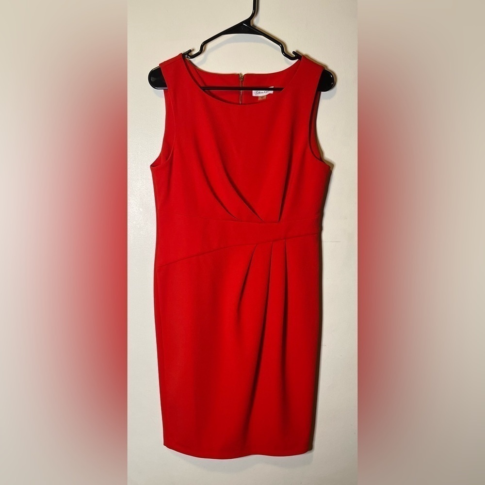 Calvin Klein red ruched dress size 10 - Picture 3 of 5